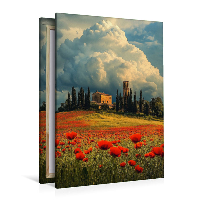 Premium Textil-Leinwand Genieße die Landschaft wenn der rote Mohn blüht