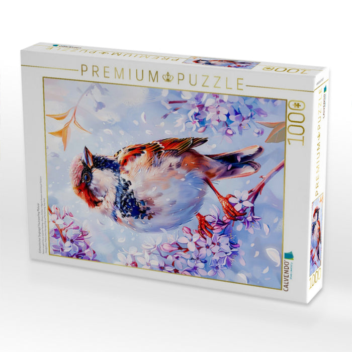 Einheimischer Singvogel Haussperling Malerei - CALVENDO Foto-Puzzle'