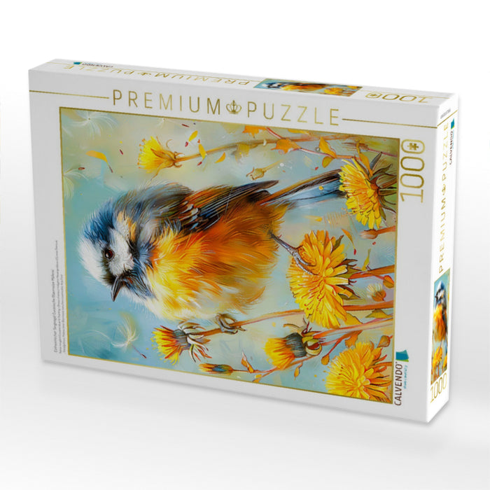 Einheimischer Singvogel Eurasische Blaumeise Malerei - CALVENDO Foto-Puzzle'