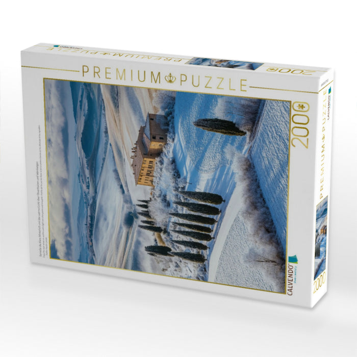 Genieße die klare Winterluft und das warme Licht über Olivenhainen und Weinbergen - CALVENDO Foto-Puzzle'