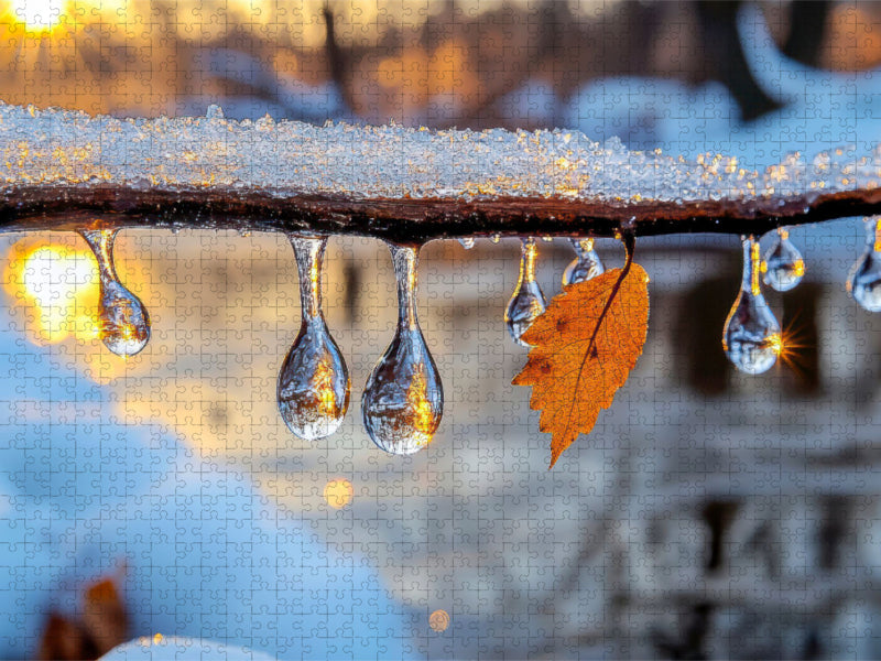 Glitzernde Eistropfen im Sonnenschein - CALVENDO Foto-Puzzle'