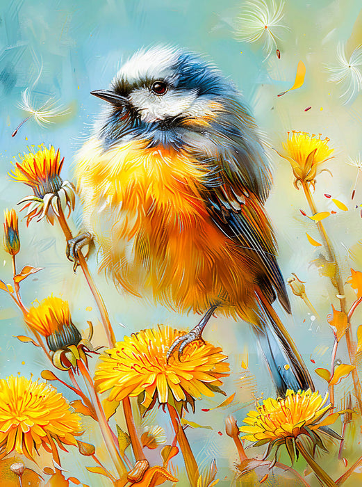 Einheimischer Singvogel Eurasische Blaumeise Malerei - CALVENDO Foto-Puzzle'