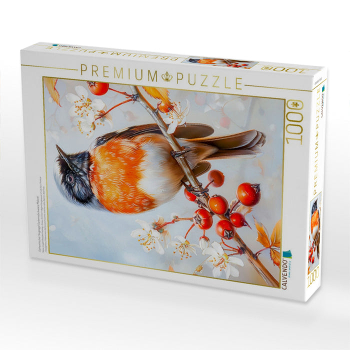 Einheimischer Singvogel Gartenrotschwanz Malerei - CALVENDO Foto-Puzzle'