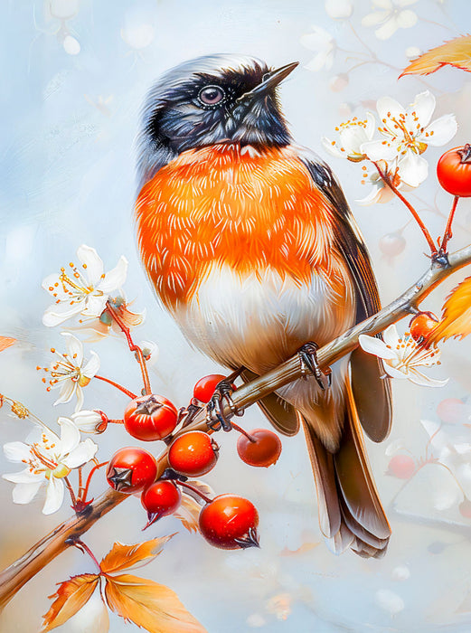 Einheimischer Singvogel Gartenrotschwanz Malerei - CALVENDO Foto-Puzzle'