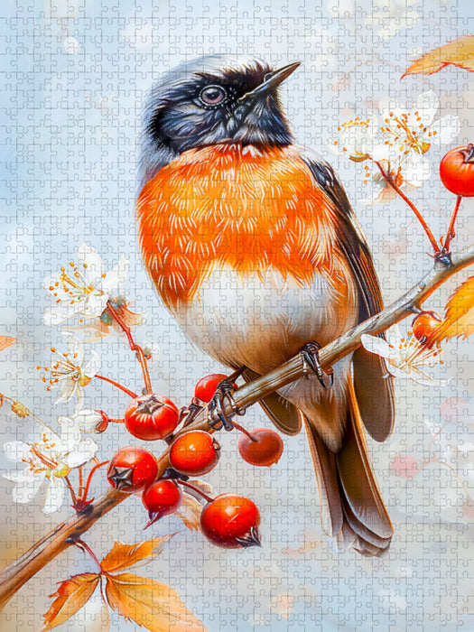Einheimischer Singvogel Gartenrotschwanz Malerei - CALVENDO Foto-Puzzle'