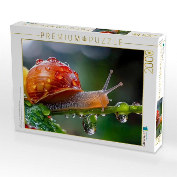 Naturschauspiel - kleine Schnecke auf Tautropen - CALVENDO Foto-Puzzle'