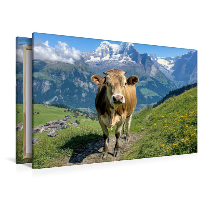 Premium Textil-Leinwand Willkommen in der Bergwelt