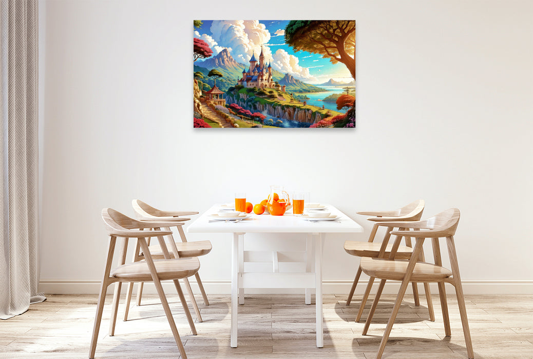 Premium Textil-Leinwand Feste Immelingen über dem Tosental