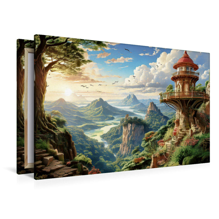 Premium Textil-Leinwand Der Hochblickhorst über dem Wildwassertal