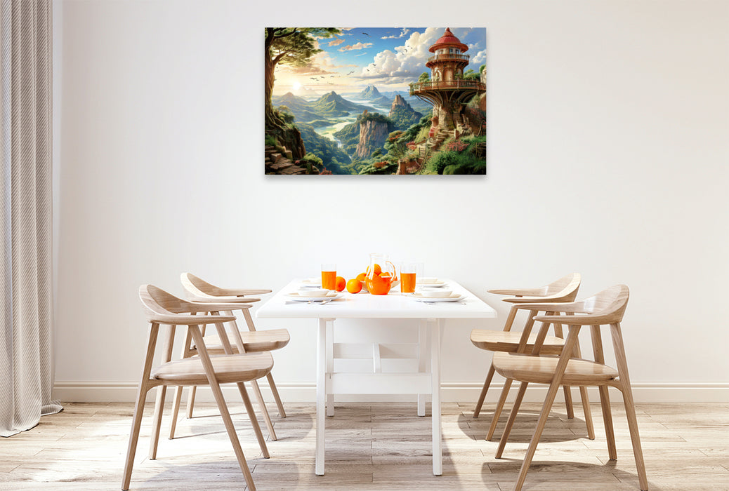 Premium Textil-Leinwand Der Hochblickhorst über dem Wildwassertal