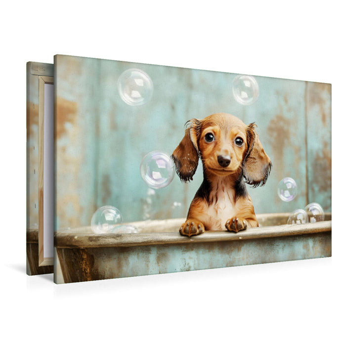 Premium Textil-Leinwand Ein Motiv aus dem Kalender "Plitsch, Platsch, tierisch nass"