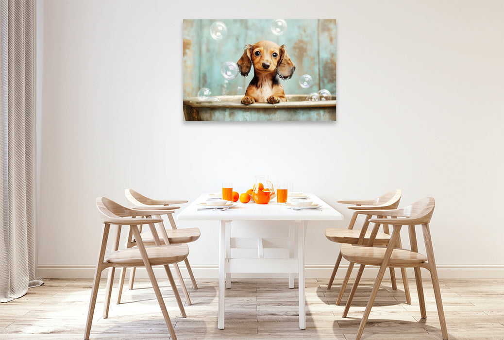 Premium Textil-Leinwand Ein Motiv aus dem Kalender "Plitsch, Platsch, tierisch nass"