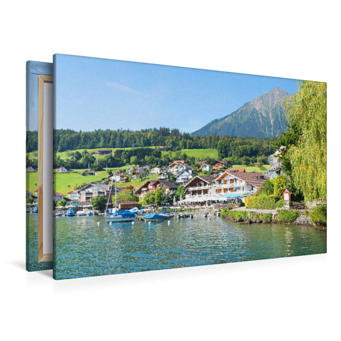 Premium Textil-Leinwand Faulensee am Thunersee