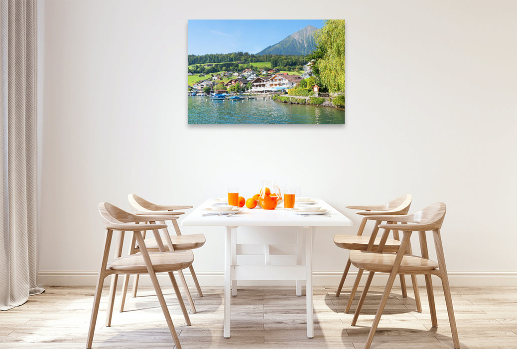 Premium Textil-Leinwand Faulensee am Thunersee