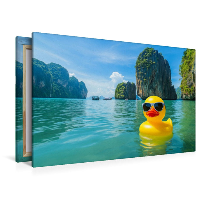 Premium Textil-Leinwand Abgebogen nach Thailand - Gummiente in Krabi