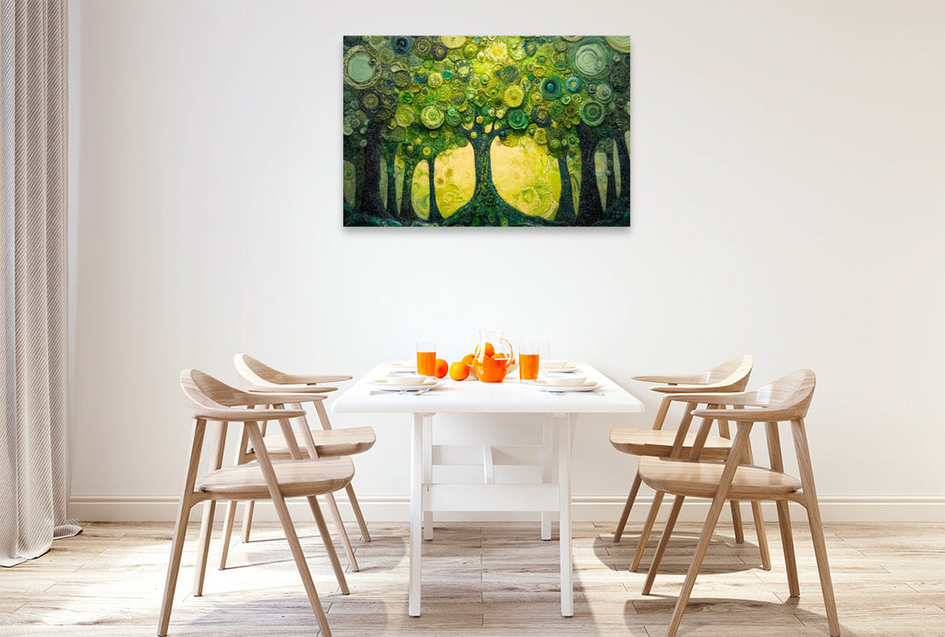 Premium Textil-Leinwand Sonnentanz im Blätterdach