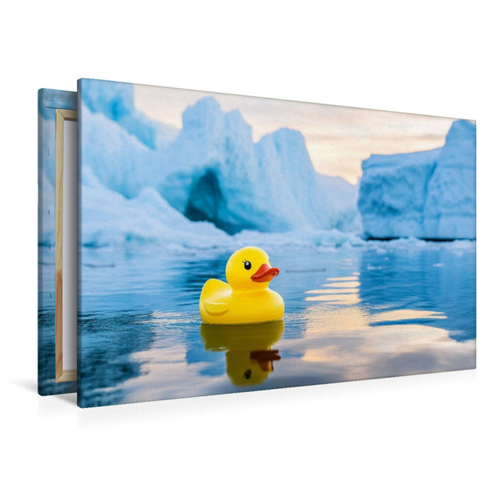 Premium Textil-Leinwand Angekommen in Antarktis - Gummienten