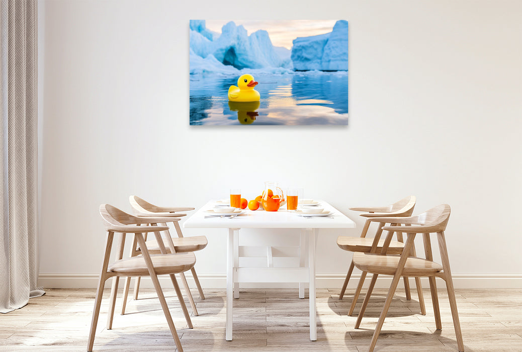 Premium Textil-Leinwand Angekommen in Antarktis - Gummienten