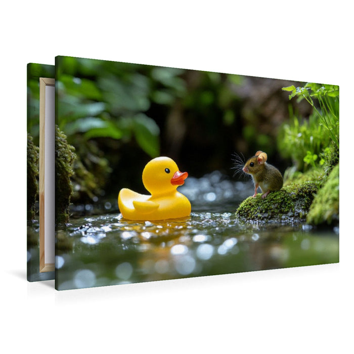 Premium Textil-Leinwand Treffen in Deutschland - Gummiente und Maus