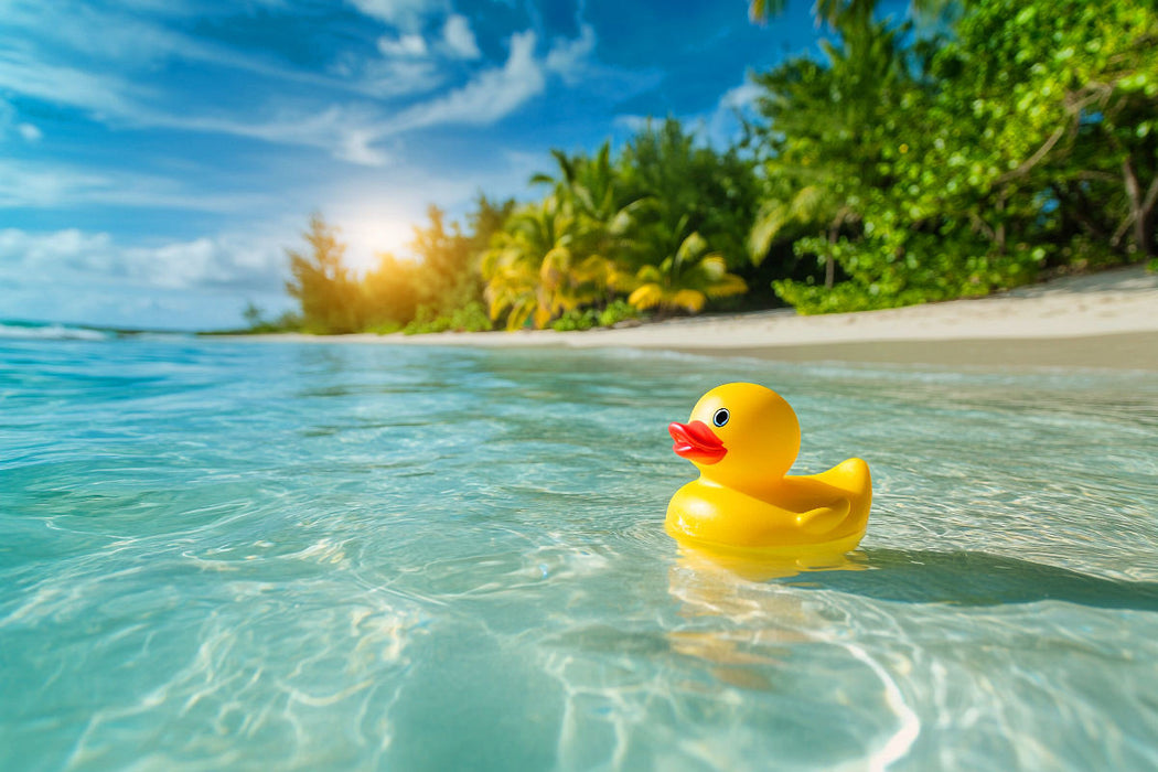 Premium Textil-Leinwand Urlaub auf den Malediven - Gummienten