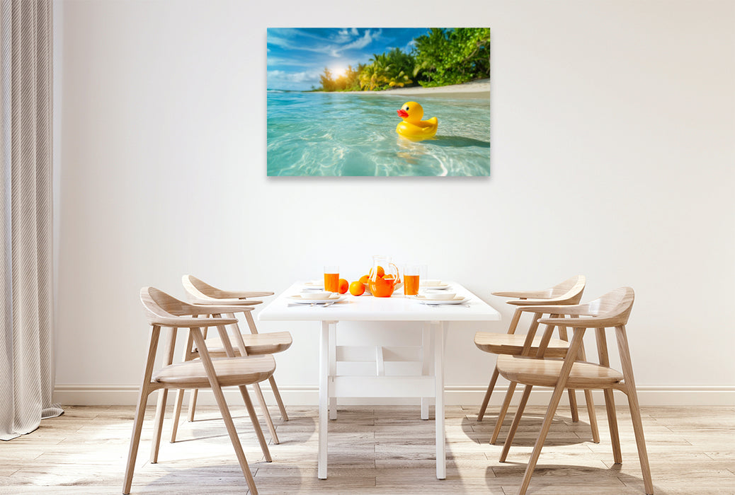 Premium Textil-Leinwand Urlaub auf den Malediven - Gummienten