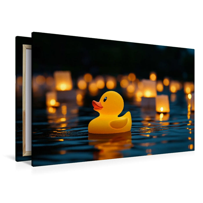 Premium Textil-Leinwand Auf Zwischenstopp in Indien - Gummienten