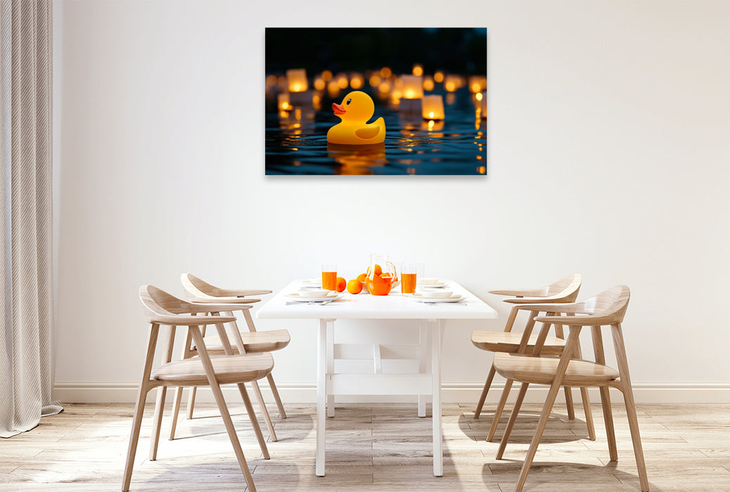 Premium Textil-Leinwand Auf Zwischenstopp in Indien - Gummienten