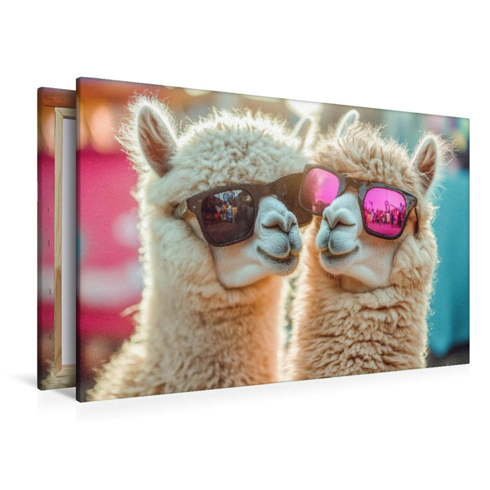 Premium Textil-Leinwand In der Welt der Alpakas gibt’s nur zwei Regeln: Bleib flauschig und bleib cool