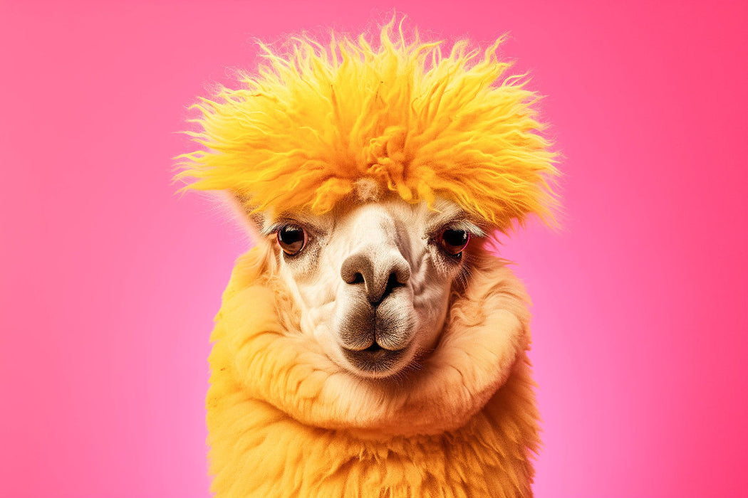 Premium Textil-Leinwand In der Welt der Alpakas zählt nur eines: Wer hat die beste Frisur