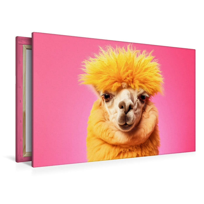 Premium Textil-Leinwand In der Welt der Alpakas zählt nur eines: Wer hat die beste Frisur
