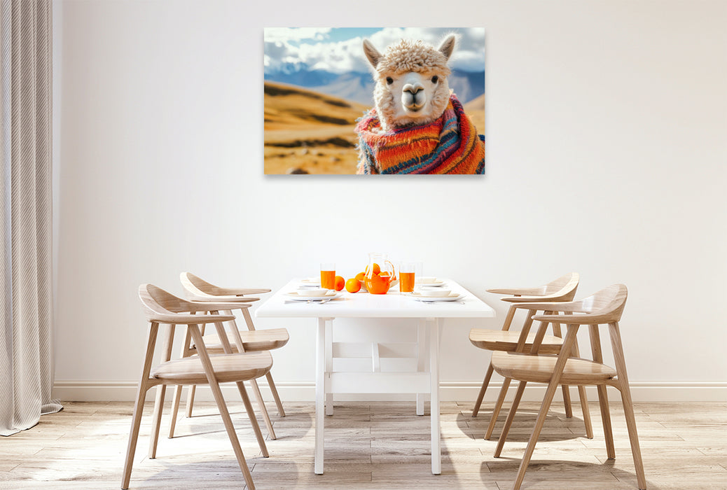 Premium Textil-Leinwand Alpakas sind wie Chill-Pillen auf vier Beinen