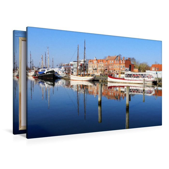 Premium Textil-Leinwand Greifswald - Museumshafen am Ryck