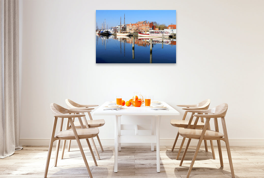 Premium Textil-Leinwand Greifswald - Museumshafen am Ryck