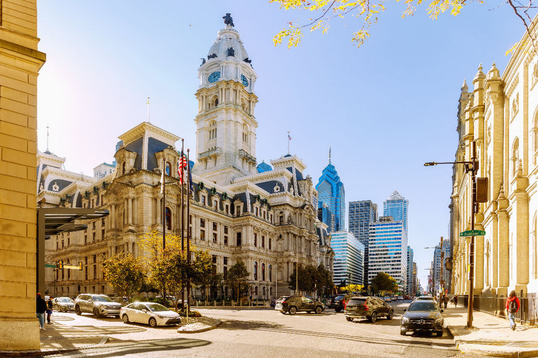 Premium Textil-Leinwand Philadelphia City Hall & Skyline – Philadelphia