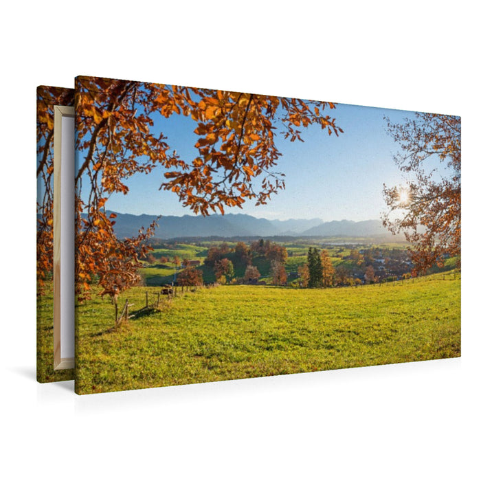 Premium Textil-Leinwand Aidlinger Höhe mit Alpenblick