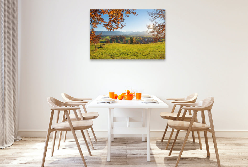 Premium Textil-Leinwand Aidlinger Höhe mit Alpenblick