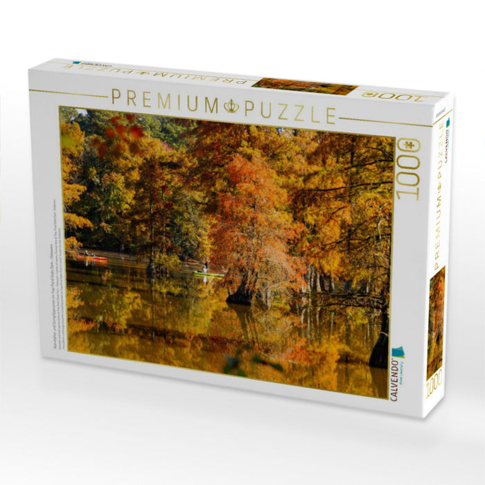 Kanufahrer und Sumpfzypressen im Trap Pond State Park – Delaware - CALVENDO Foto-Puzzle'