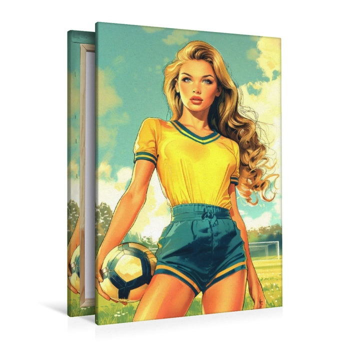 Premium Textil-Leinwand Stürmerin in Gelb