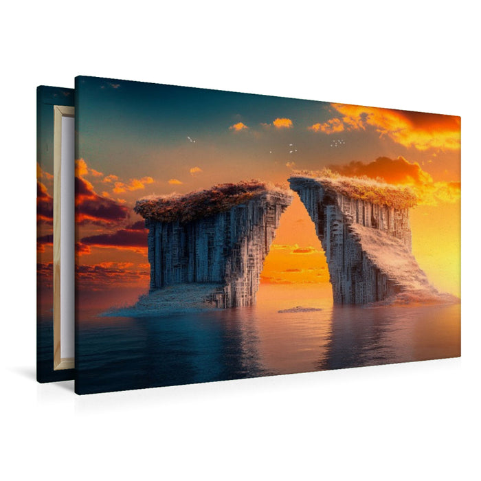 Premium Textil-Leinwand Treffen der Klippen - Surreale Landschaft