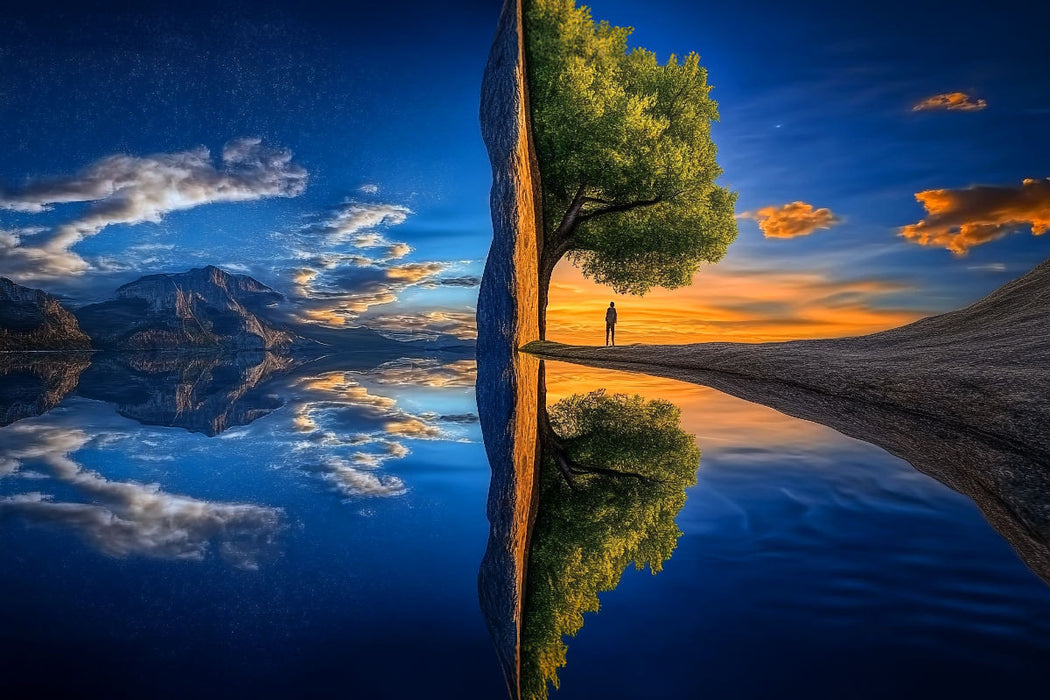 Premium Textil-Leinwand Was ist Realität? - Surreale Landschaft