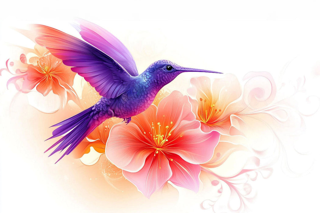 Premium Textil-Leinwand Poetische Leichtigkeit - Kolibri Zeichnung