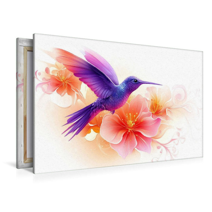 Premium Textil-Leinwand Poetische Leichtigkeit - Kolibri Zeichnung