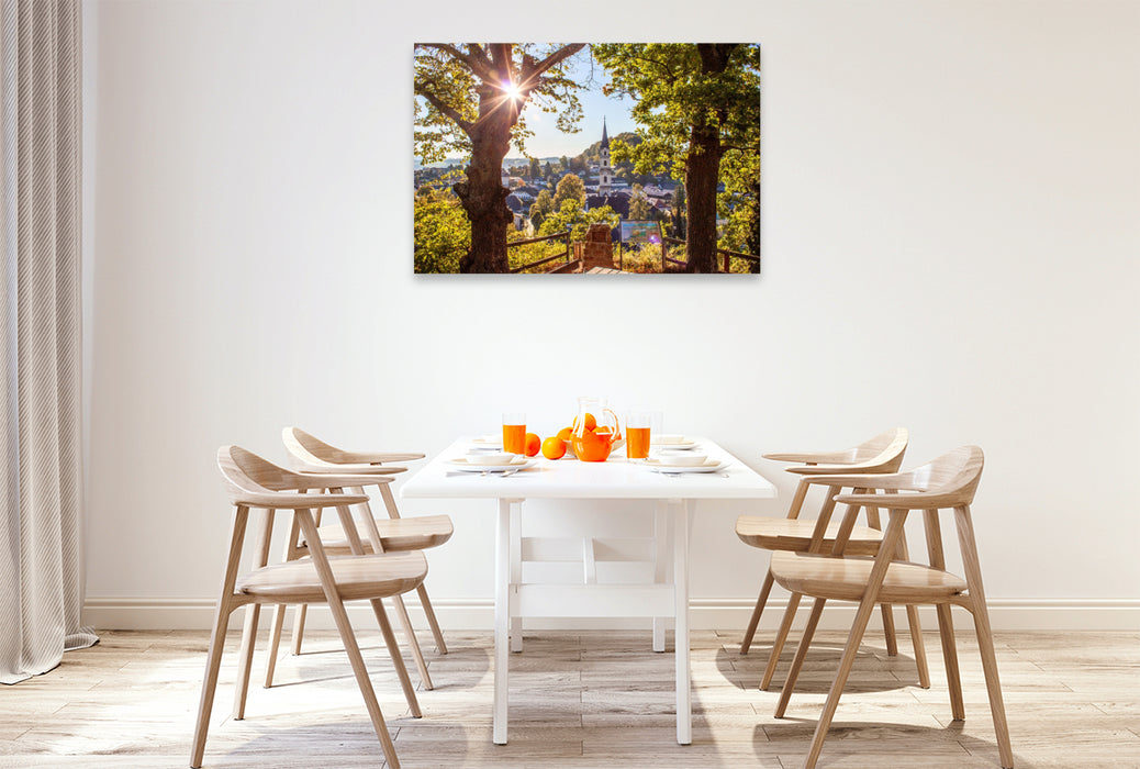 Premium Textil-Leinwand Ausblick vom Schloss Mattsee