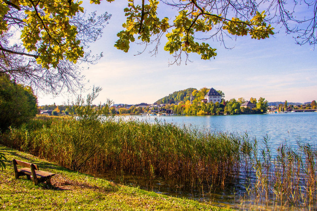 Premium Textil-Leinwand Das Schloss Mattsee