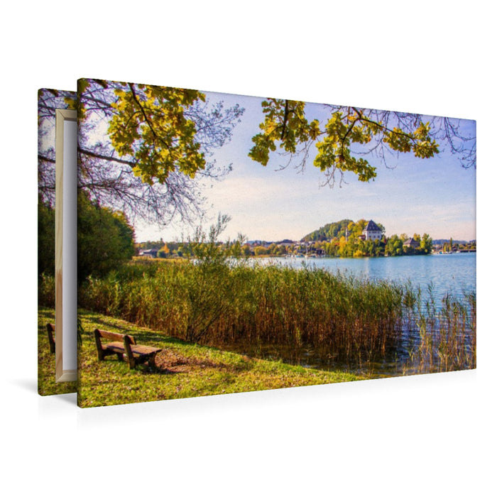Premium Textil-Leinwand Das Schloss Mattsee