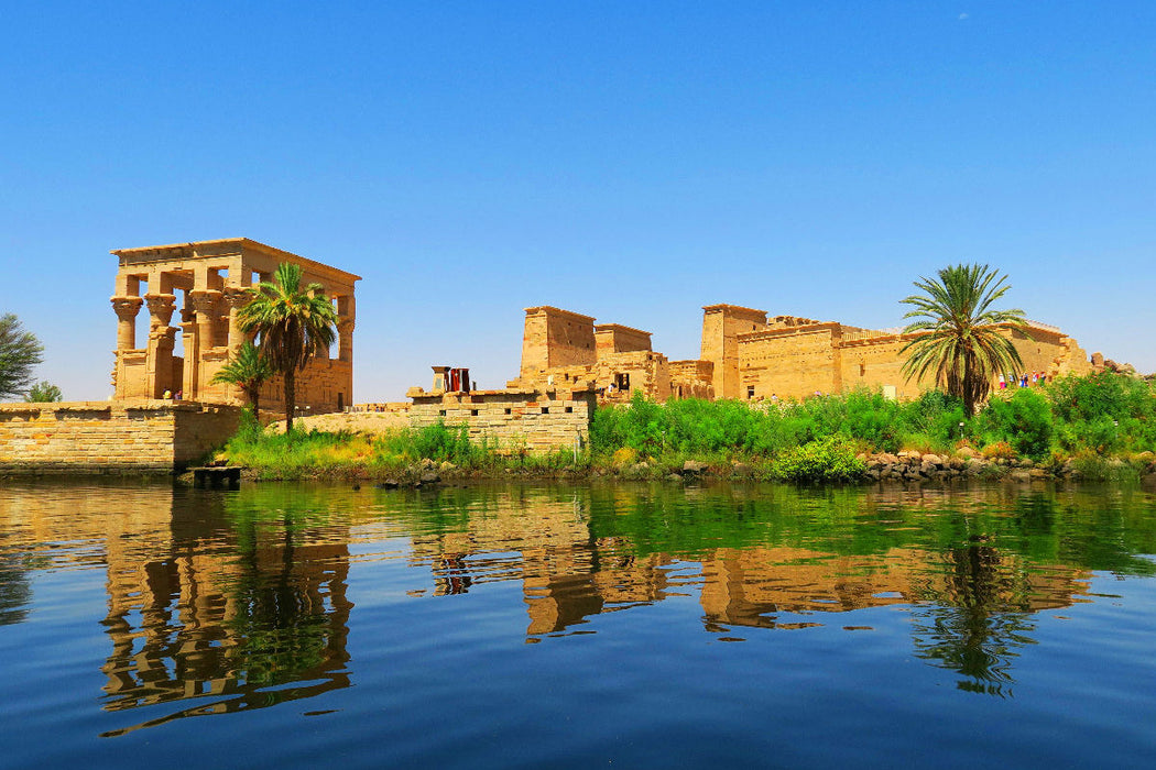 Premium Textil-Leinwand Tempelinsel Philae, Trajan - Kiosk und Isis Tempel