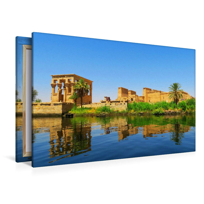 Premium Textil-Leinwand Tempelinsel Philae, Trajan - Kiosk und Isis Tempel