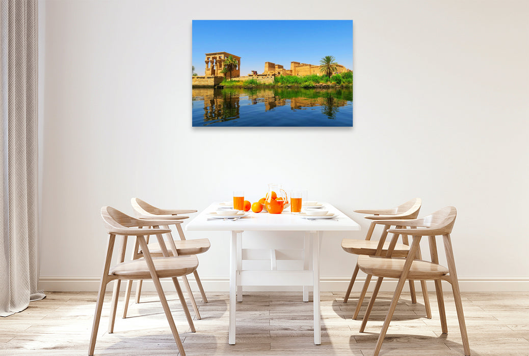 Premium Textil-Leinwand Tempelinsel Philae, Trajan - Kiosk und Isis Tempel