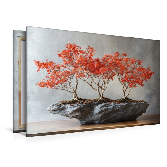 Premium Textil-Leinwand Lebenskunst in Miniatur - Bonsai