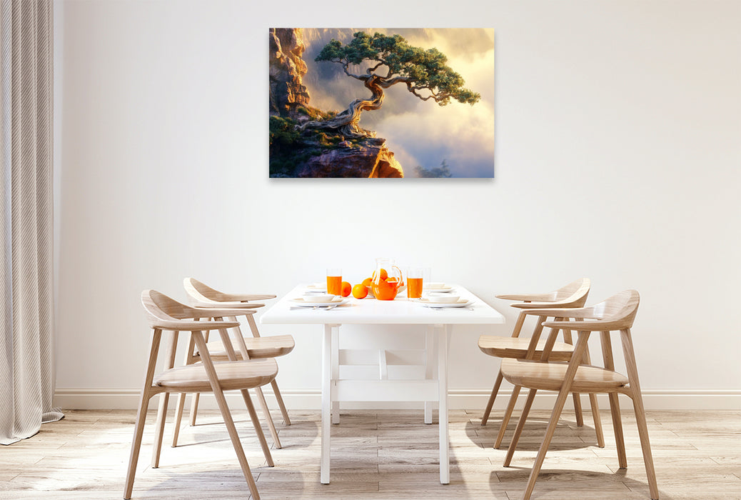 Premium Textil-Leinwand Ein Tanz aus Form und Geduld - Bonsai Form